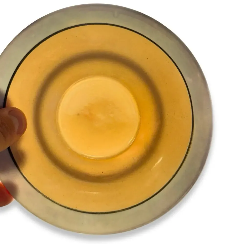 Vintage 1930s Japan Art Deco Lusterware Cup Saucer Butterscotch Gray Black